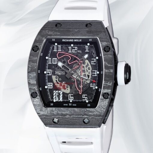 Richard Mille RM 010 Automatic Men Carbon Fiber Watch Rubber Band Super Clone