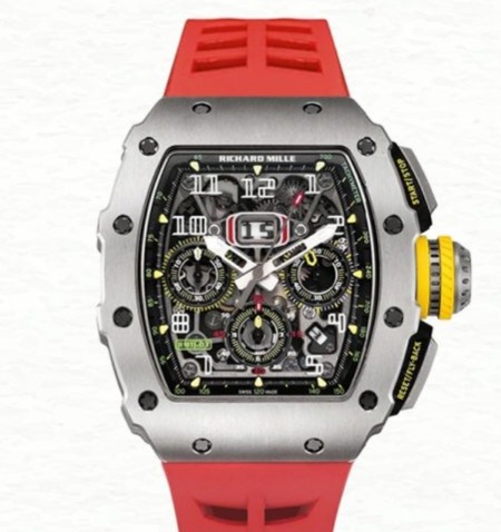 Richard Mille RM11-03 Super Clone Men Automatic Transparent Dial Rubber Band Watch