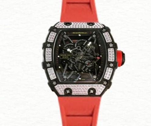 Richard Mille Super Clone RM35-02 Mechanical Men Diamond Bezel Transparent Dial Rubber Band